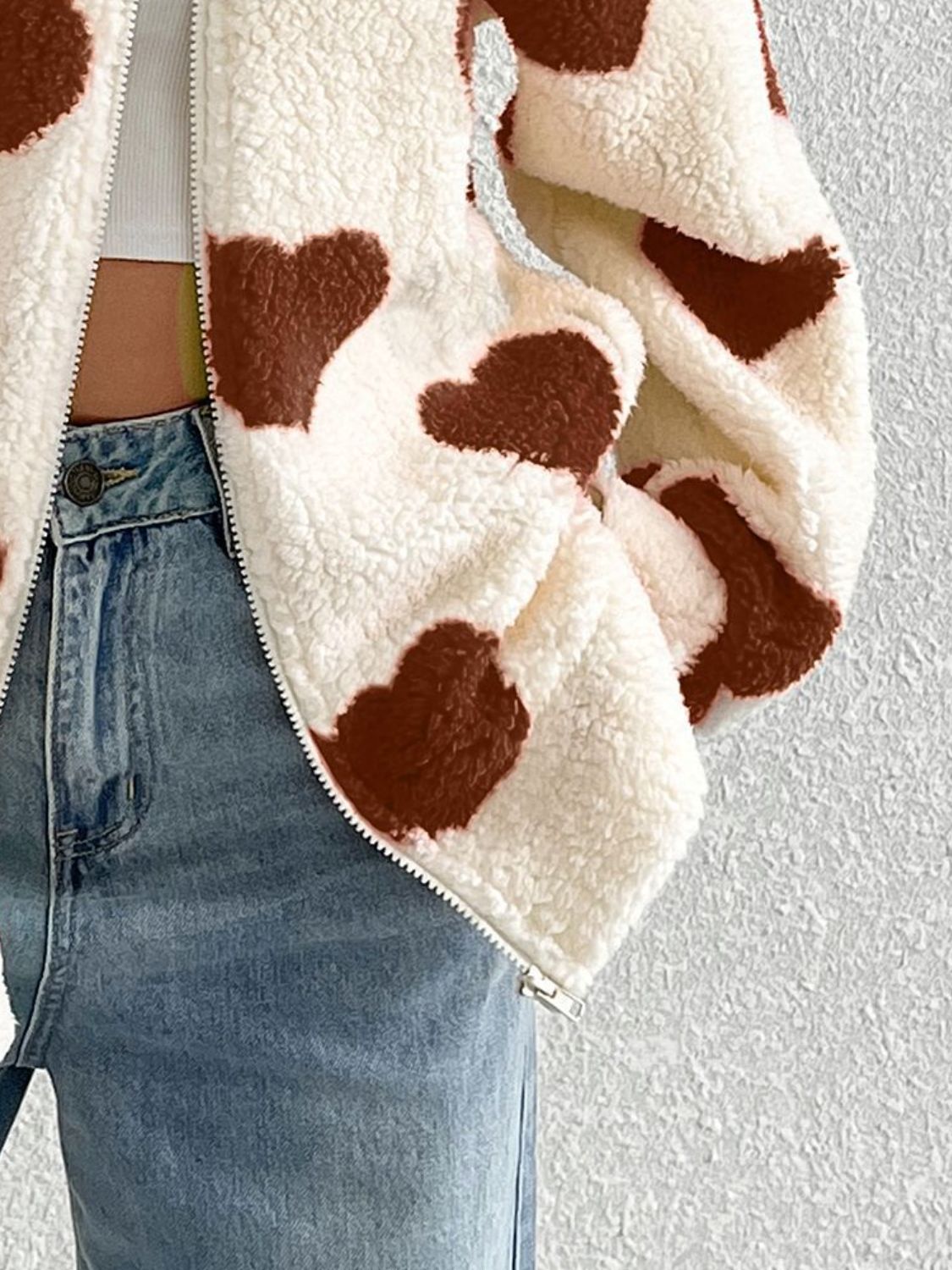 Sparrow Heart Zip Up Furry Jacket-Multiple Color Options