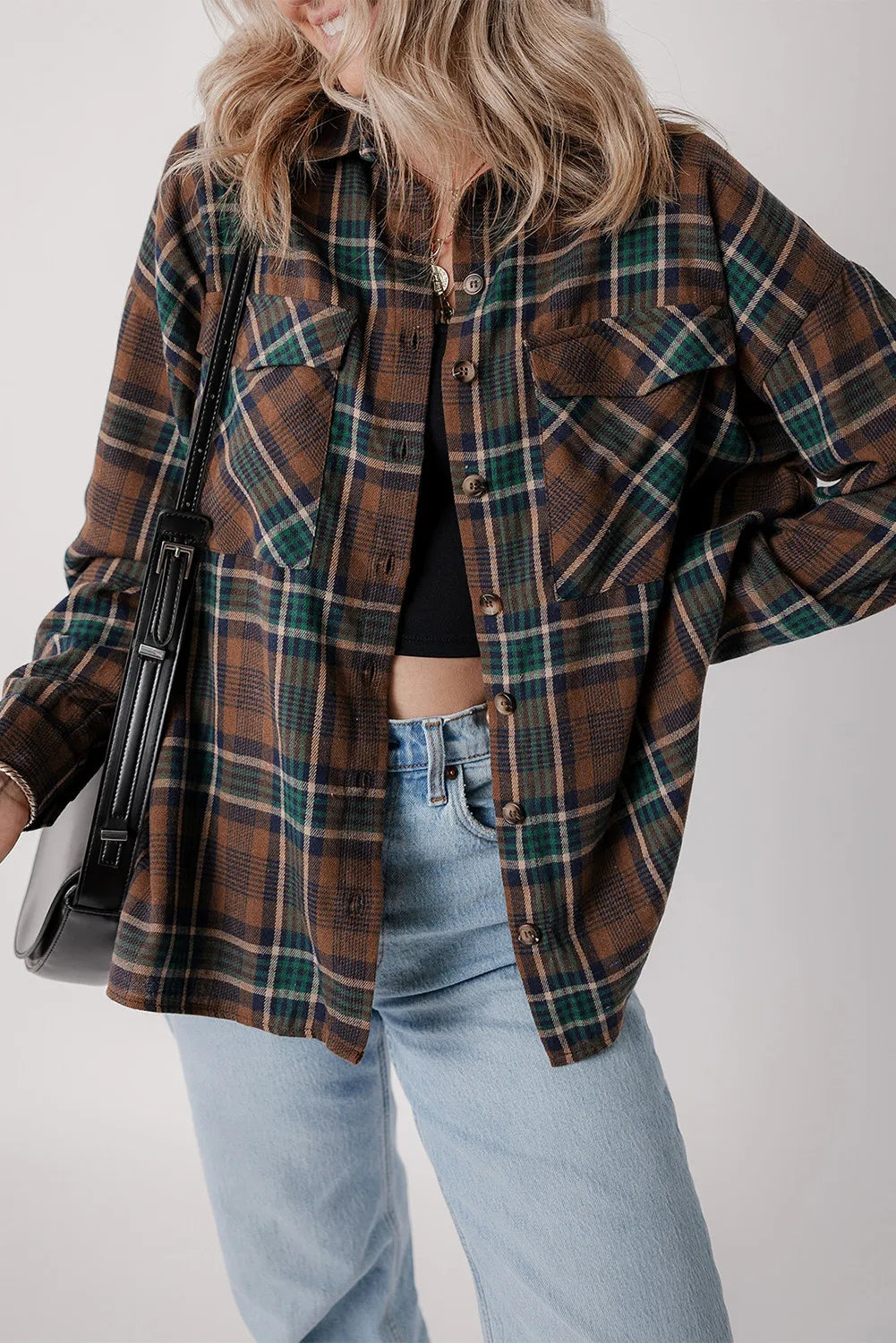 Pippa Plaid Button Up Long Sleeve Jacket