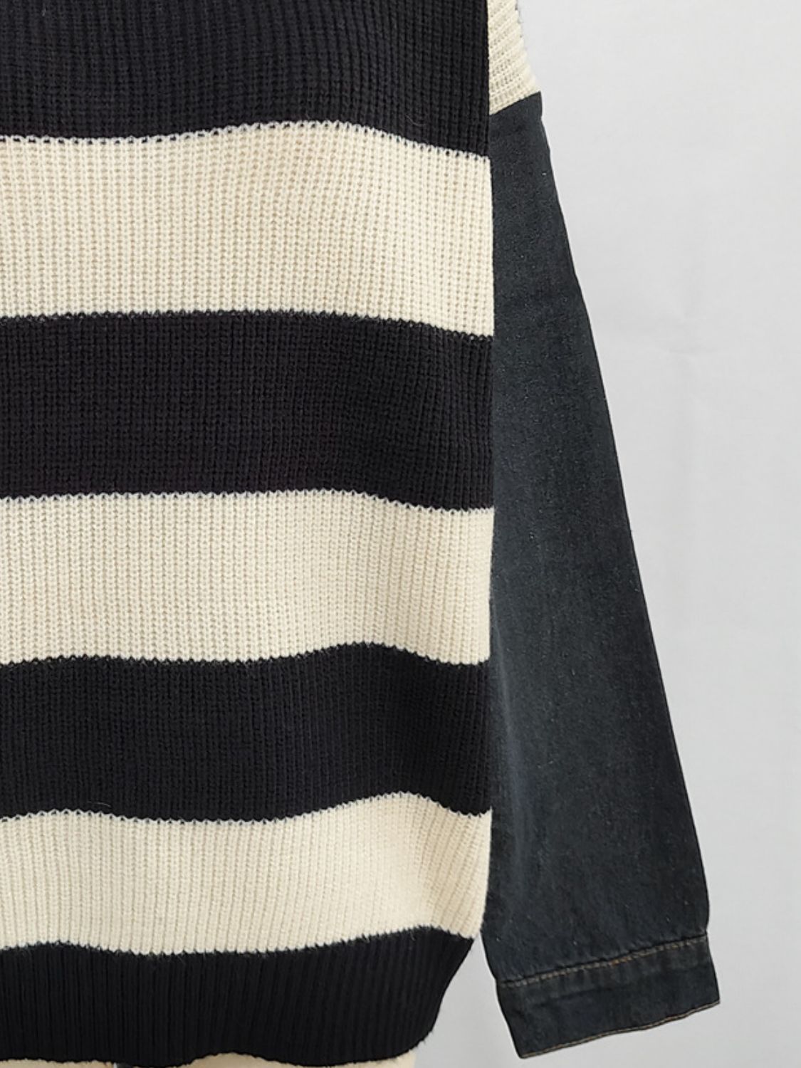 Cara Striped Denim Sleeve Sweater