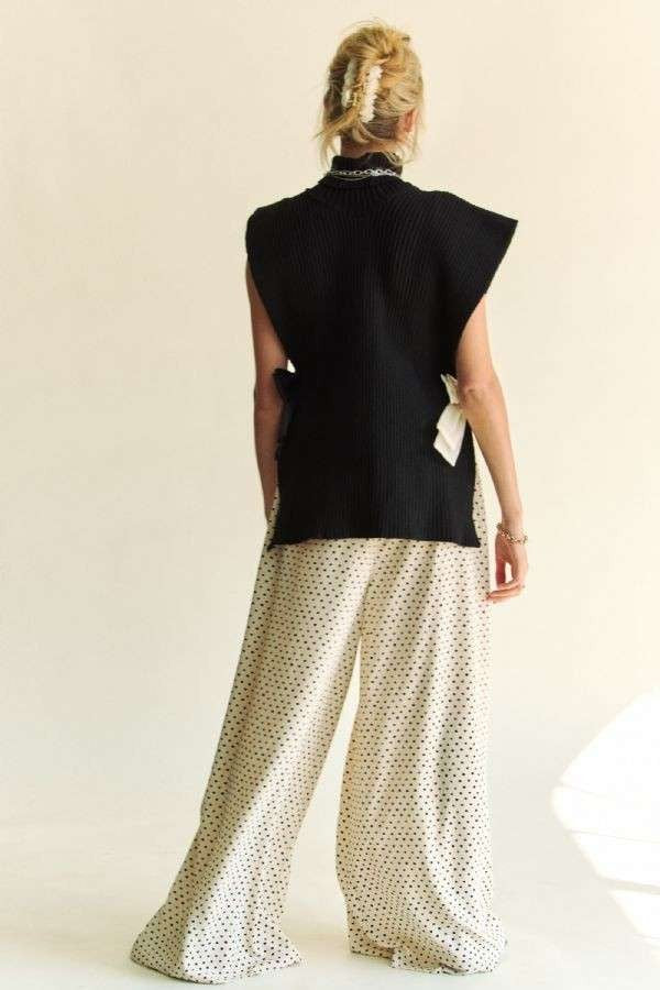 Winnie Side Split Turtleneck Sleeveless Knit Top