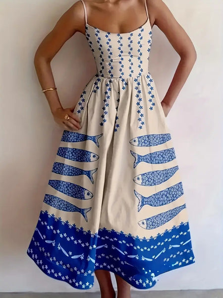 Harbor Addison Sardine Print l Midi Dress-multiple prints! – Sea Maid's Château Harbor Addison Sardine Print l Midi Dress-multiple prints! – Sea Maid's Château