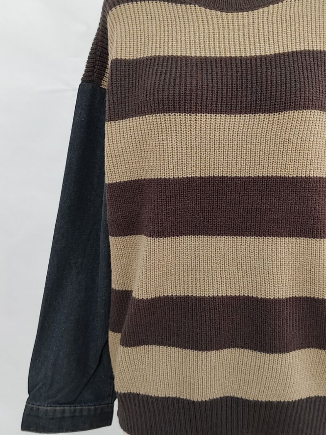 Cara Striped Denim Sleeve Sweater