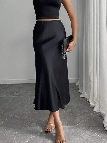 Opal Orchid Satin Midi Skirt – Sea Maid's Château