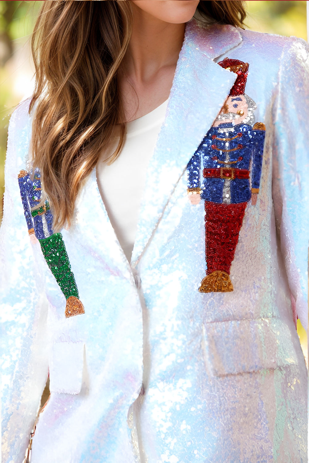 Sequin Nutcracker Long Sleeve Blazer-Multiple Color Options