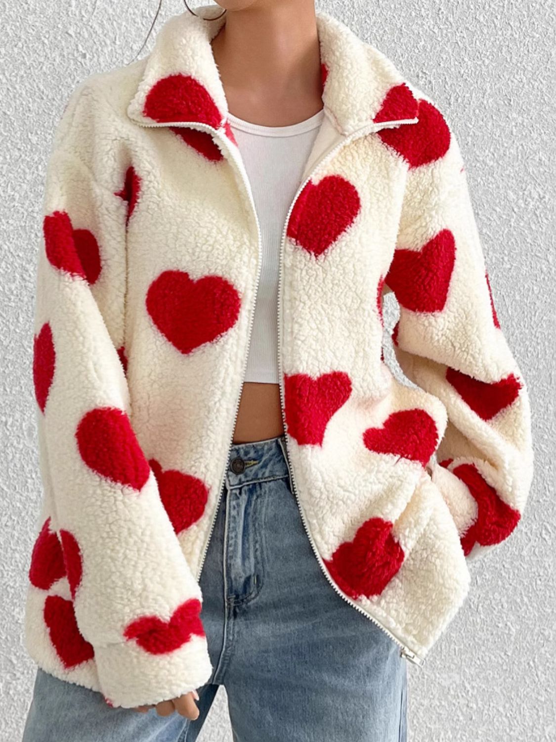 Sparrow Heart Zip Up Furry Jacket-Multiple Color Options