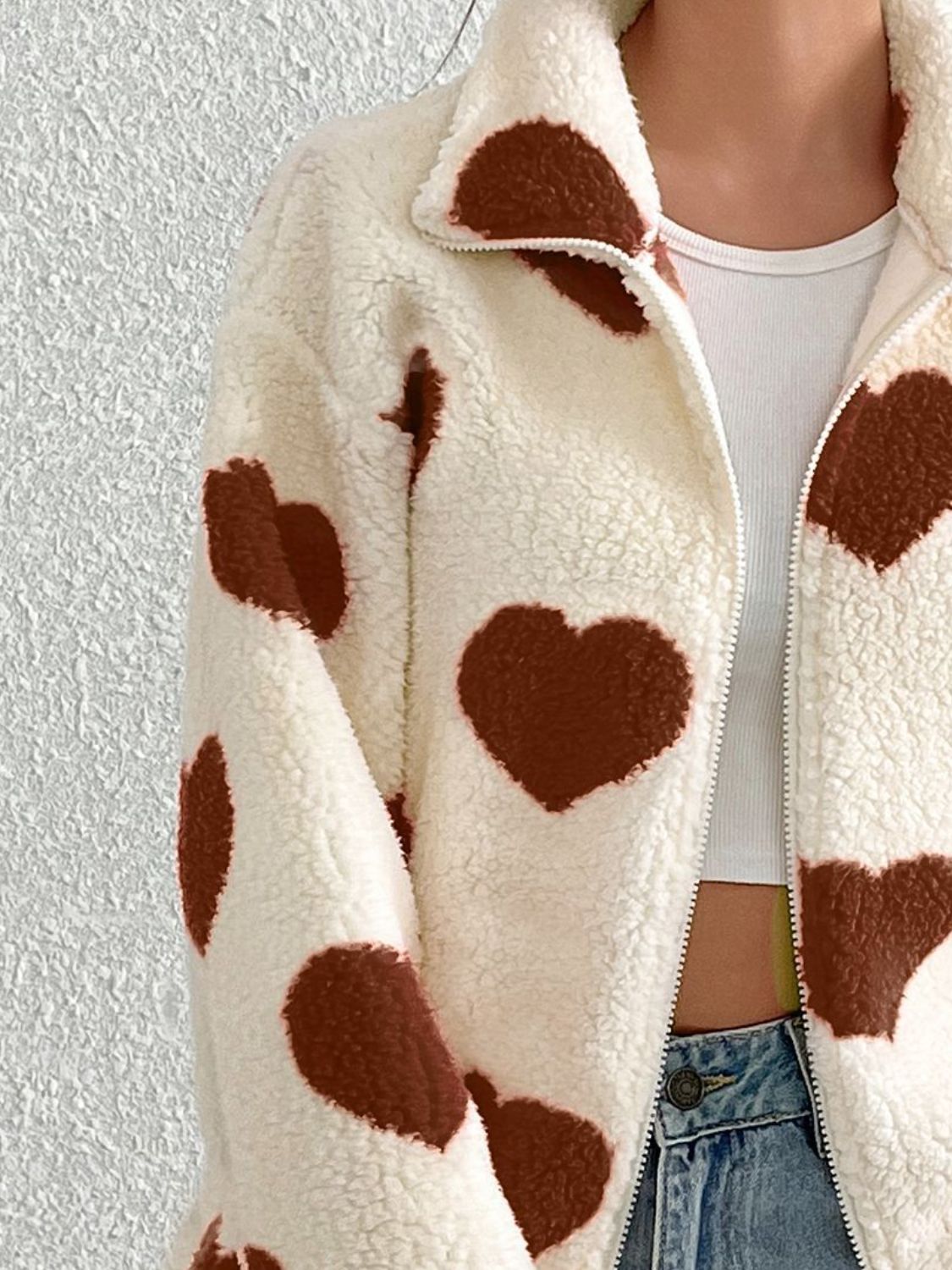 Sparrow Heart Zip Up Furry Jacket-Multiple Color Options