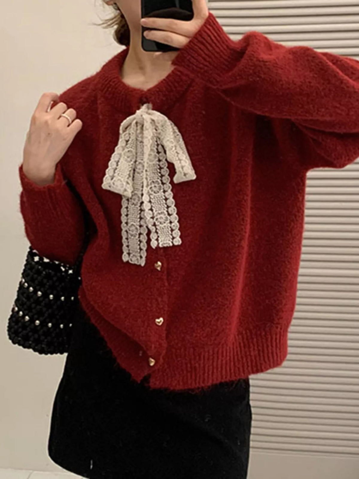 Chérie Bloom Lace Bowknot Knit Cardigan-Multiple Color Options!