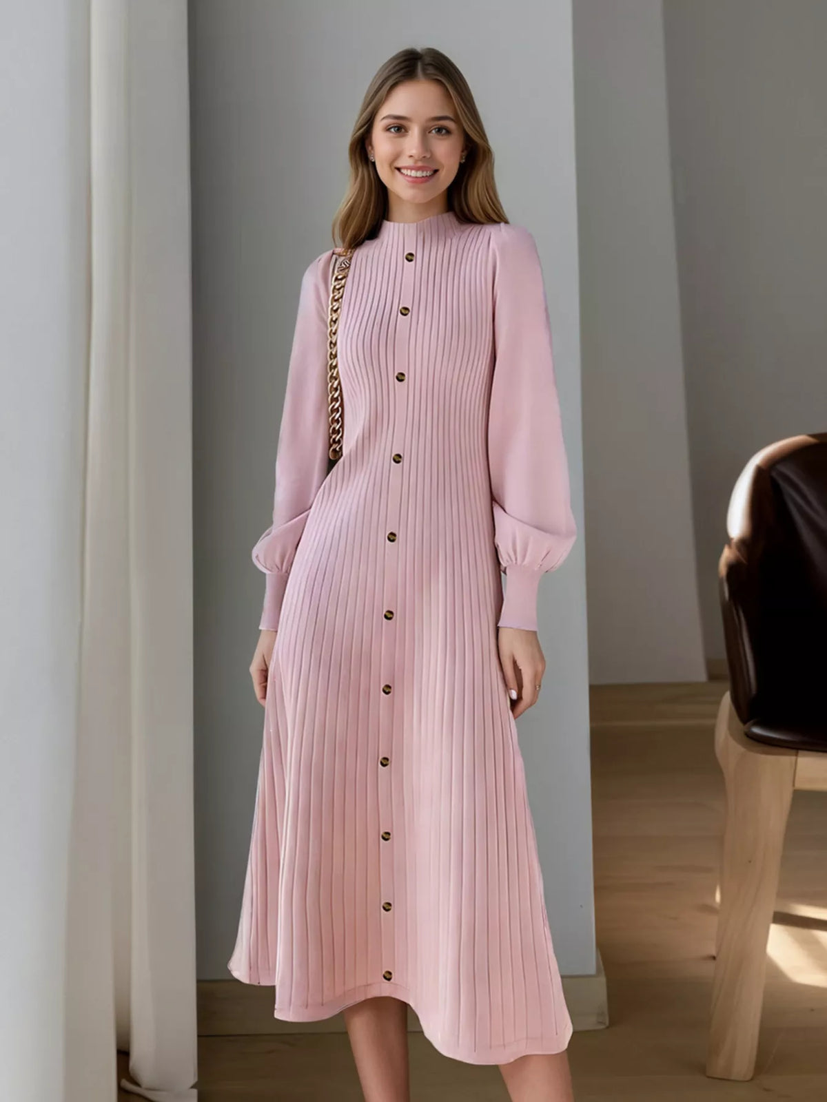 Penny Ribbed Knit Mock Neck Midi Dress-Multiple Color Options!