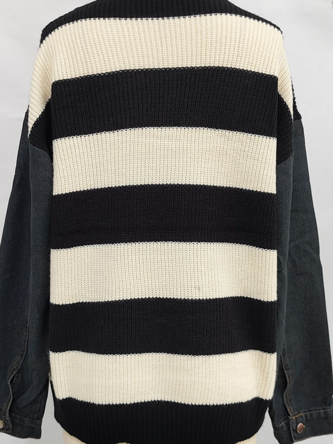 Cara Striped Denim Sleeve Sweater