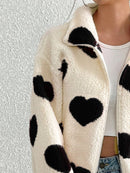 Sparrow Heart Zip Up Furry Jacket-Multiple Color Options