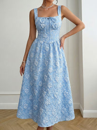 Melody Marie Floral Tie A-Line Midi Dress