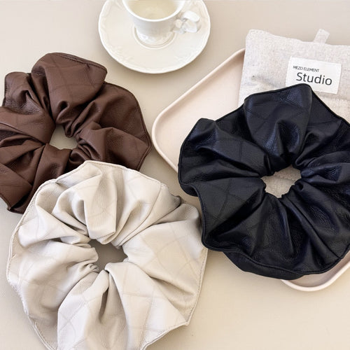 Gorgeous 3-Piece PU Leather Elastic Hair Scrunchie