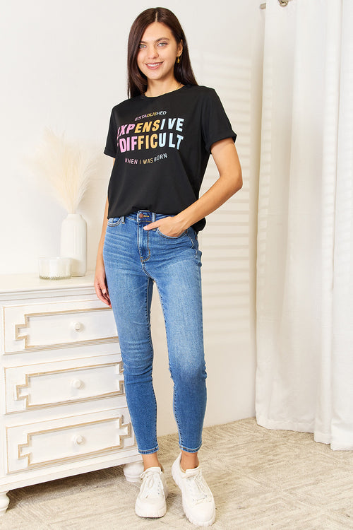 Expensive and Difficult Graphic Cuffed Sleeve T-Shirt