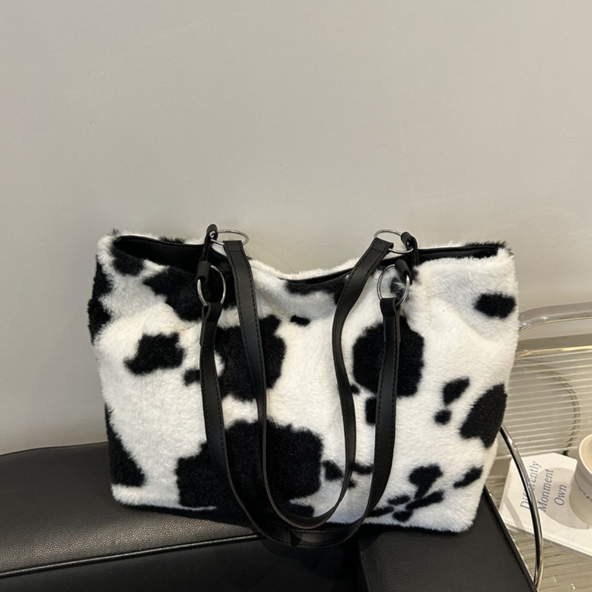 Maisie Cow Print Furry Tote Bag-Multiple Color Options