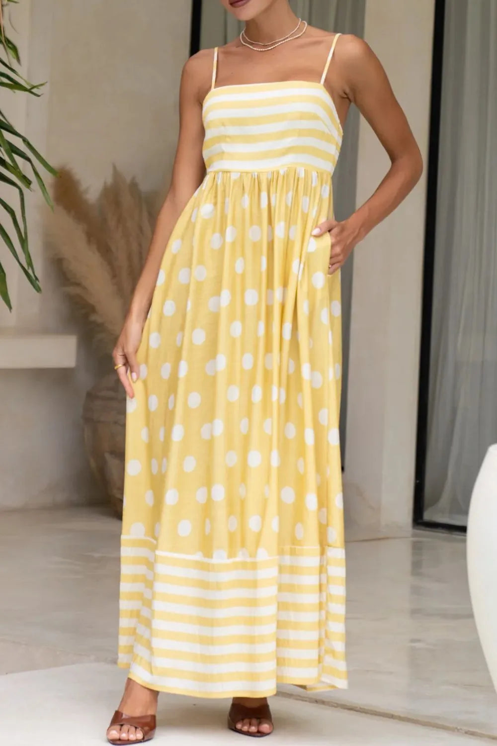 Allessia Polka Dot Square Neck Cami Dress- Multiple Colors!