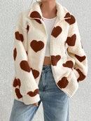 Sparrow Heart Zip Up Furry Jacket-Multiple Color Options