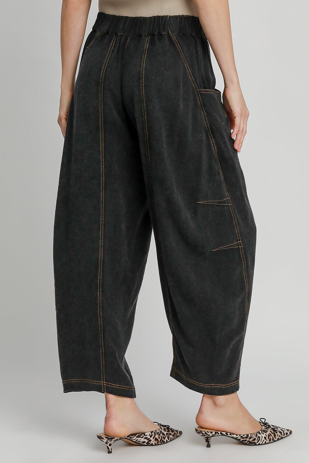 Gemma Elastic Waist Baggy Fit Pants with Pockets