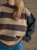 Cara Striped Denim Sleeve Sweater