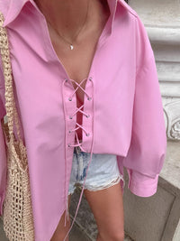 Adella Macey Lace-Up Oversized Shirt