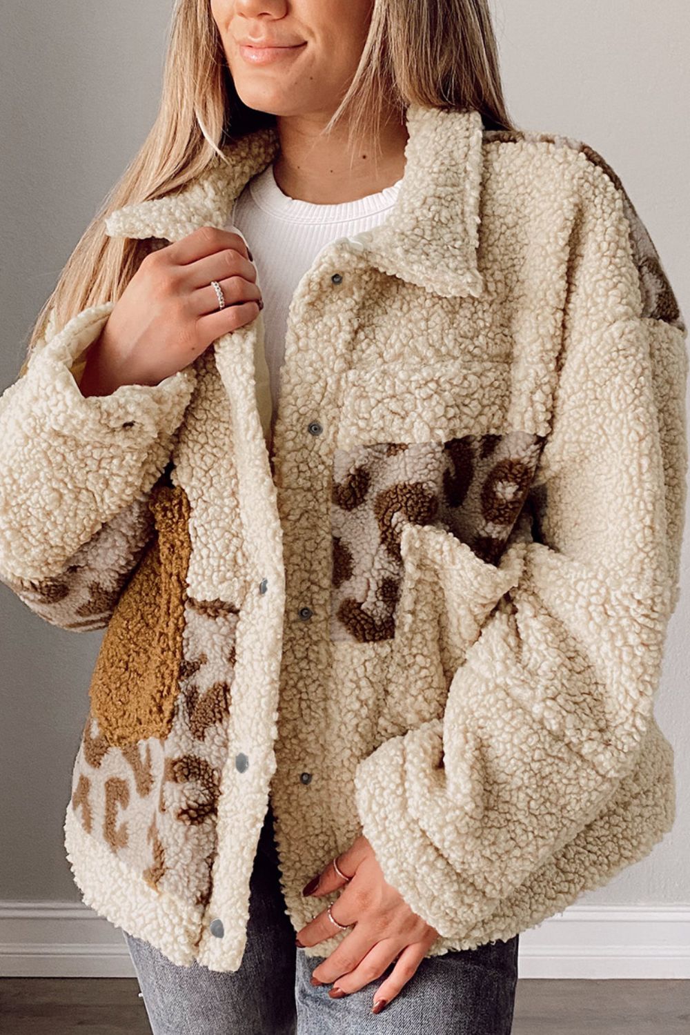 Gretel Leopard Sherpa Jacket