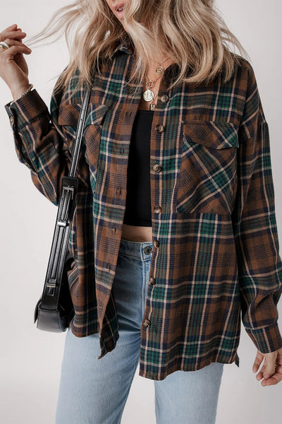 Pippa Plaid Button Up Long Sleeve Jacket