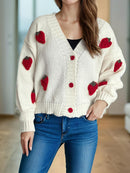 Strawberry Cake V-Neck Long Sleeve Cardigan