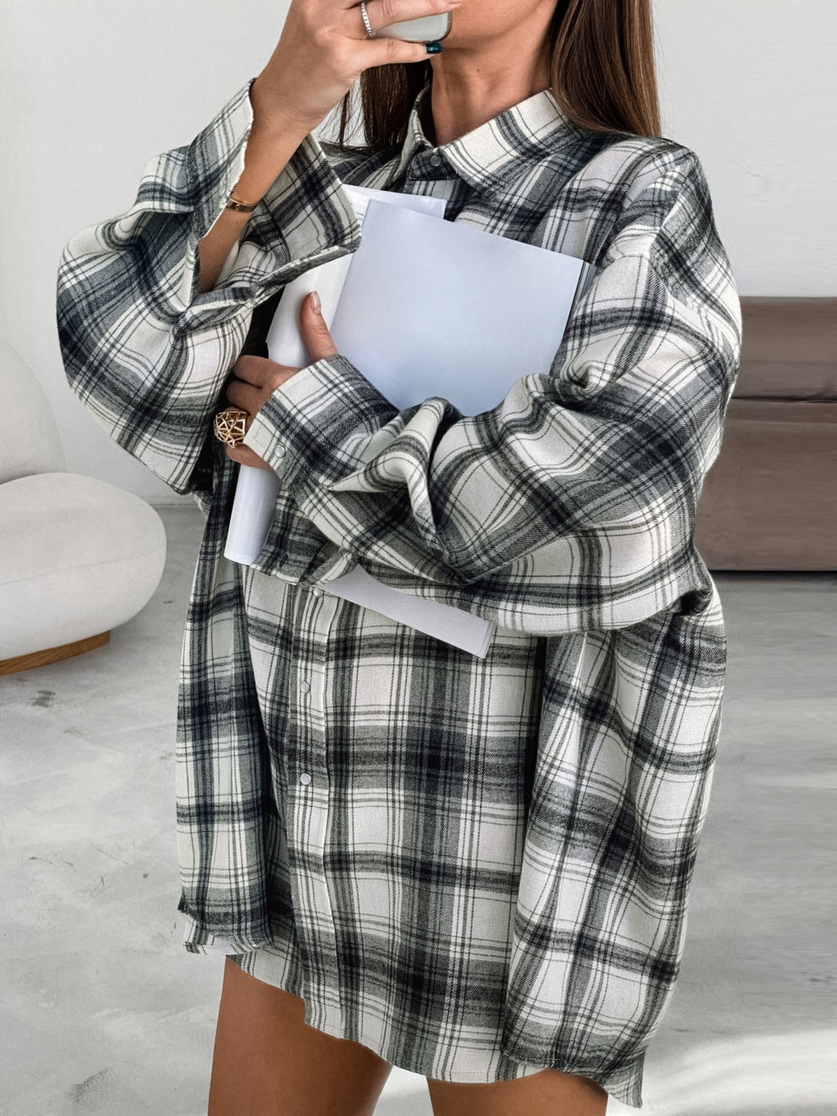 Cordelia Flannel Button Up Long Sleeve Top