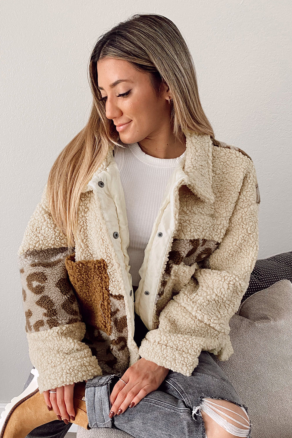 Gretel Leopard Sherpa Jacket