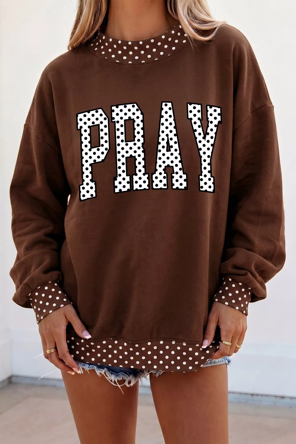 Polka Dot Pearl 'PRAY' Sweatshirt