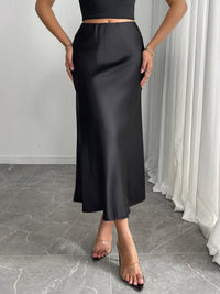 Opal Orchid Satin Midi Skirt