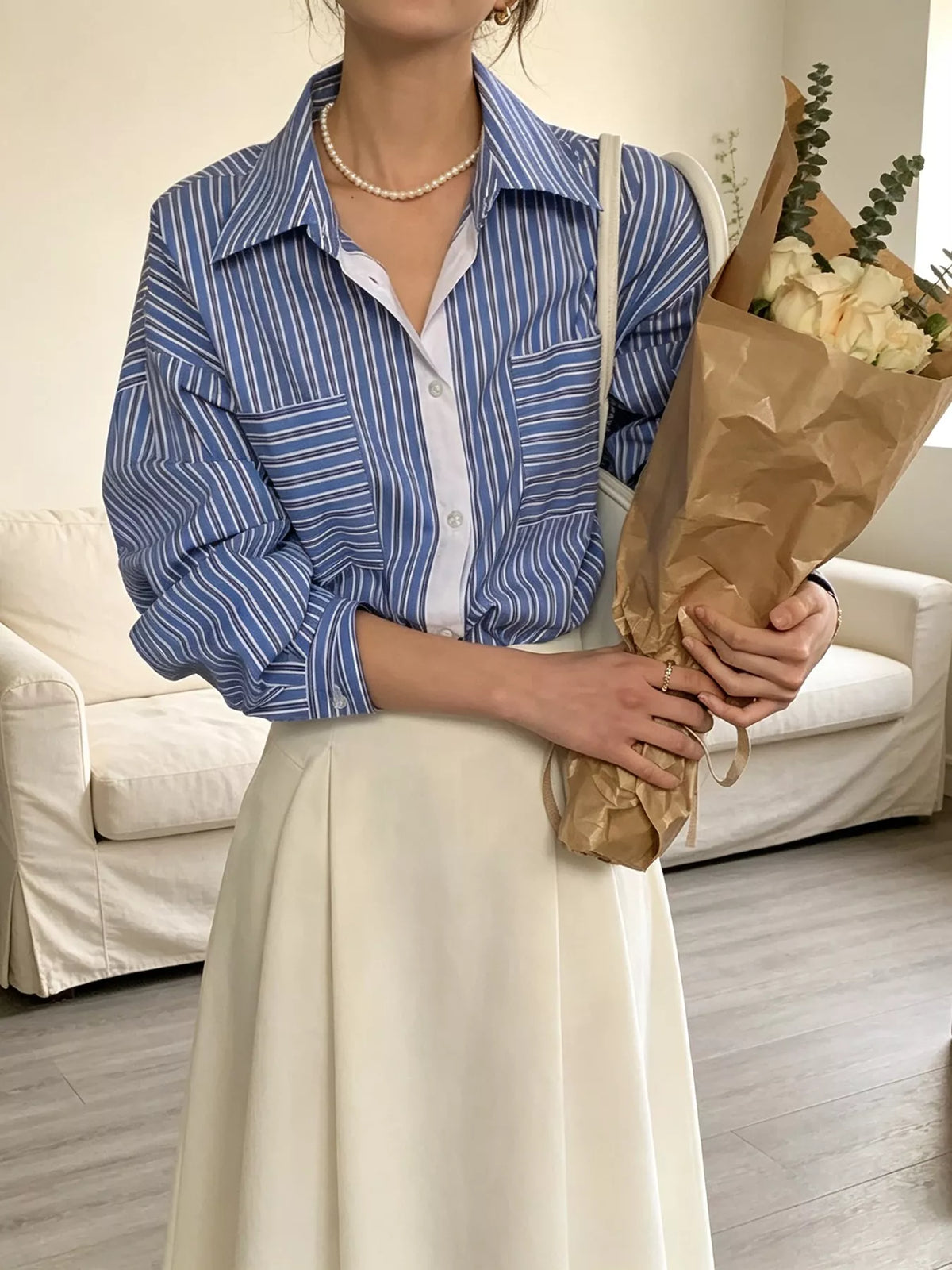 Clementine Striped Button-Down Shirt