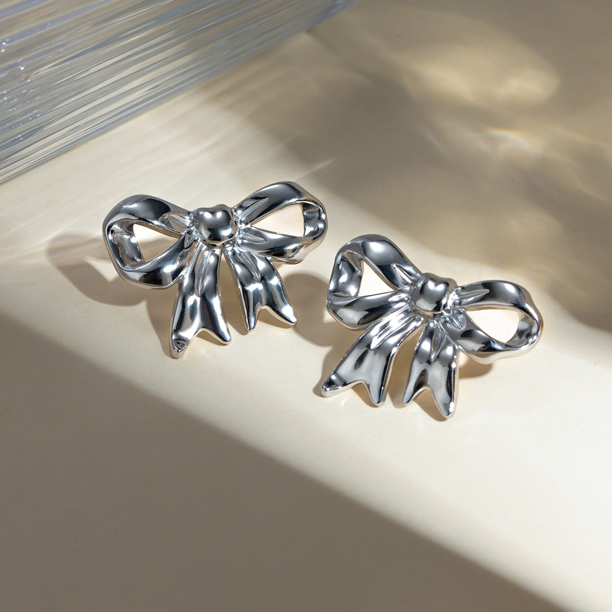 Lucy Stainless Steel Bow Stud Earrings