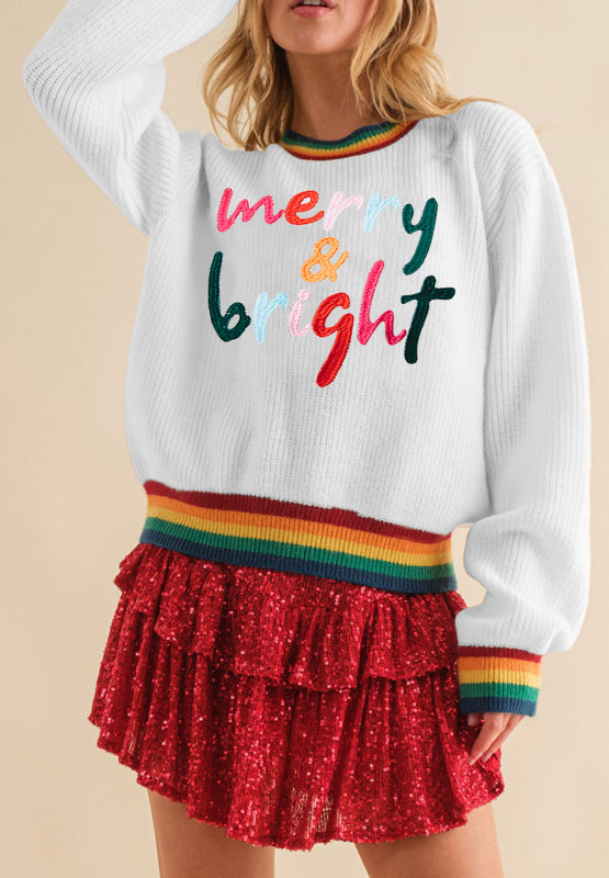 MERRY & BRIGHT Ribbed Round Neck Sweater-Multiple Color Options