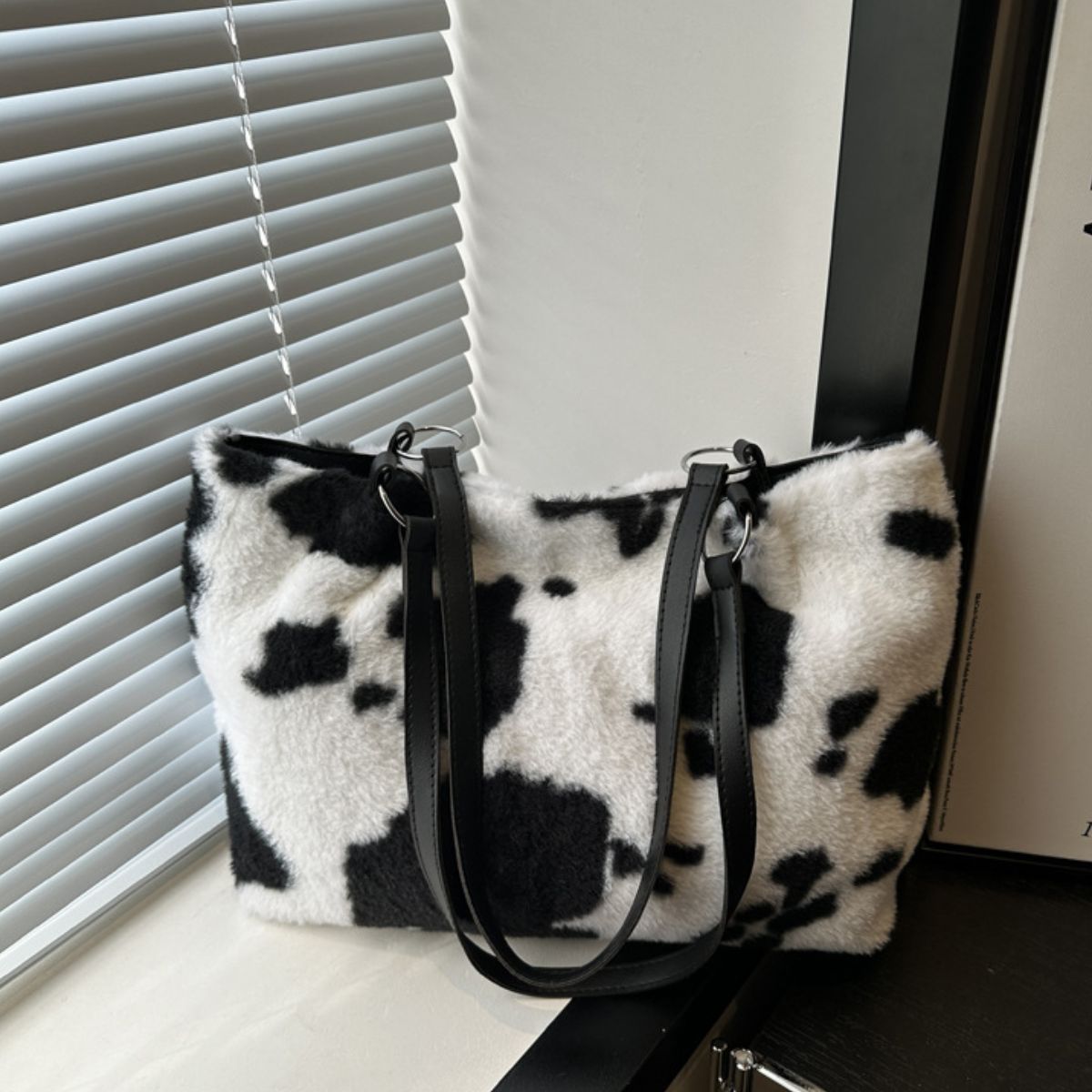 Maisie Cow Print Furry Tote Bag-Multiple Color Options