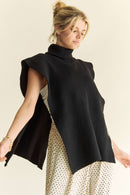 Winnie Side Split Turtleneck Sleeveless Knit Top