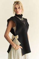 Winnie Side Split Turtleneck Sleeveless Knit Top