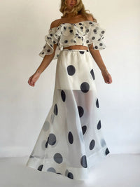 Elinor Polka Dot Ruffle Crop Top and Maxi Skirt Set- Multiple Colors!