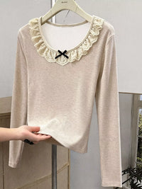 Mariette Lace Trim Long Sleeve T-Shirt