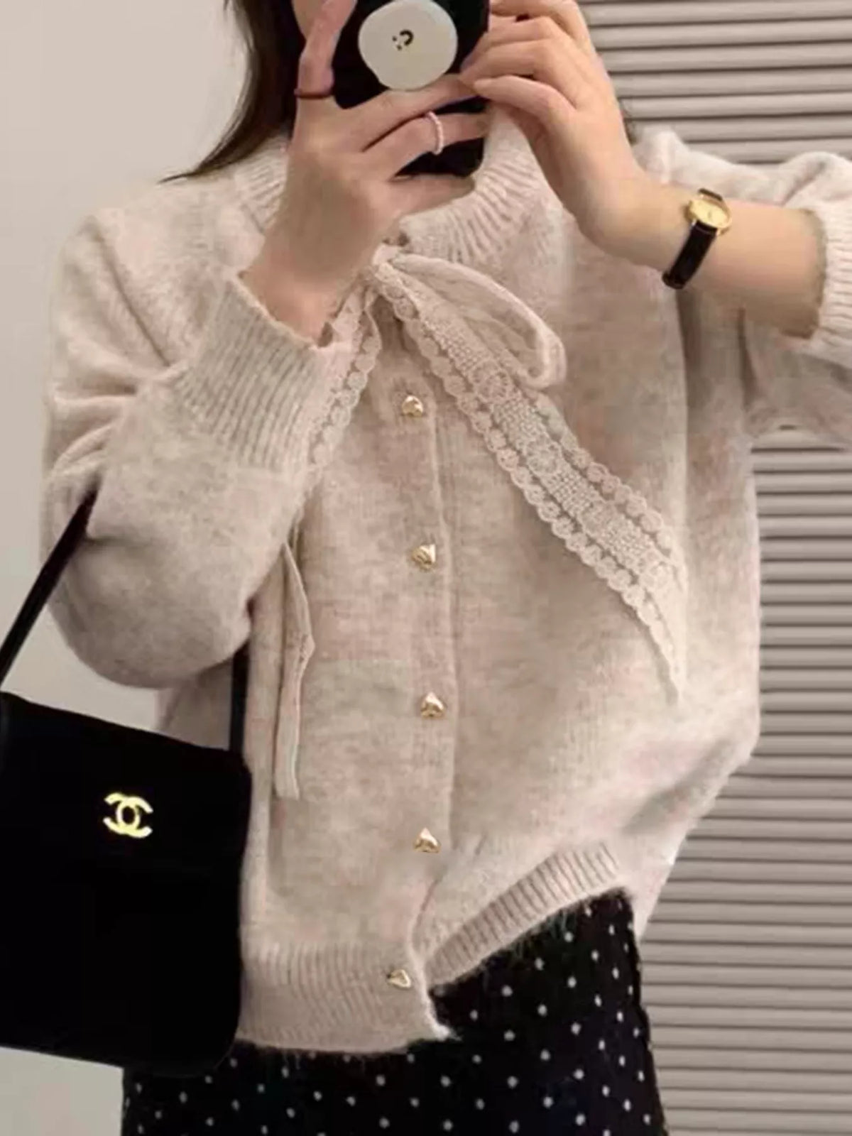 Chérie Bloom Lace Bowknot Knit Cardigan-Multiple Color Options!