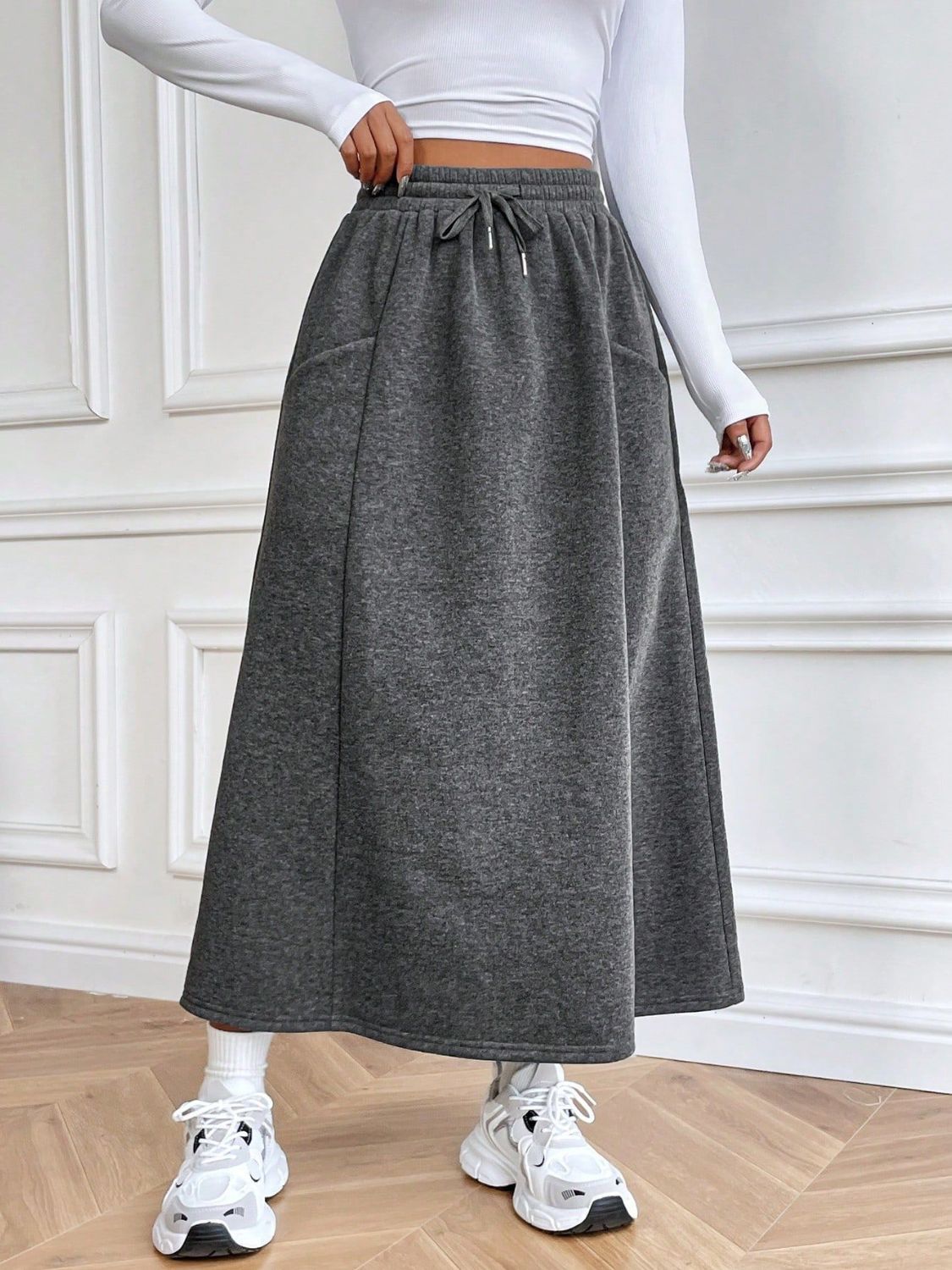 Gilda Drawstring Midi Skirt with Pockets