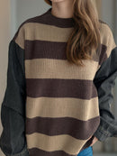 Cara Striped Denim Sleeve Sweater