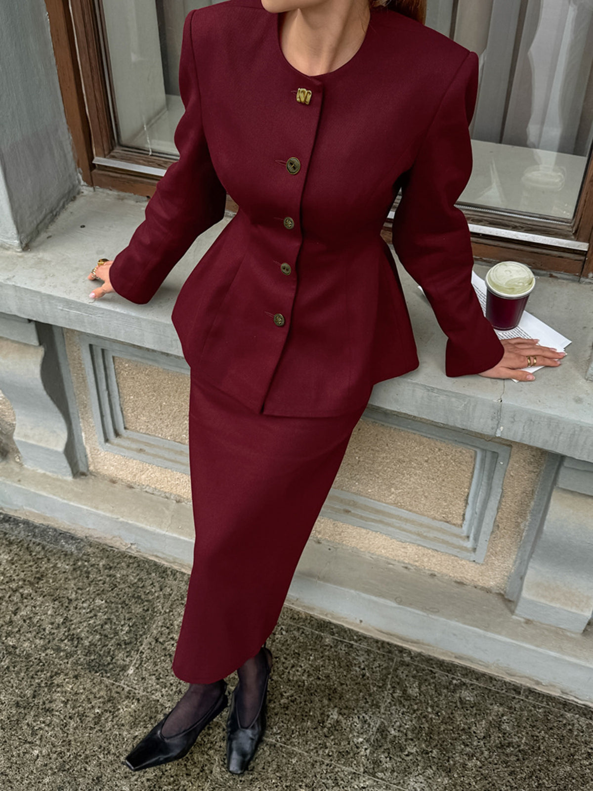 Faye Peplum Blazer & Skirt Set