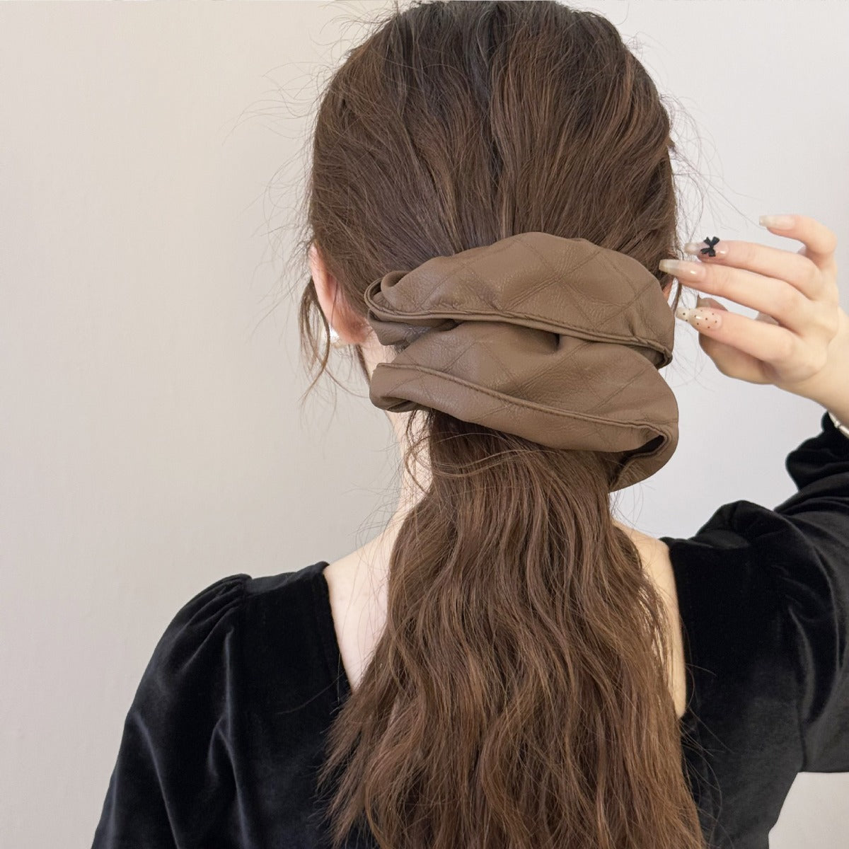 Gorgeous 3-Piece PU Leather Elastic Hair Scrunchie