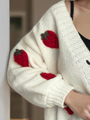 Strawberry Cake V-Neck Long Sleeve Cardigan