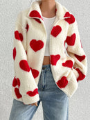 Sparrow Heart Zip Up Furry Jacket-Multiple Color Options