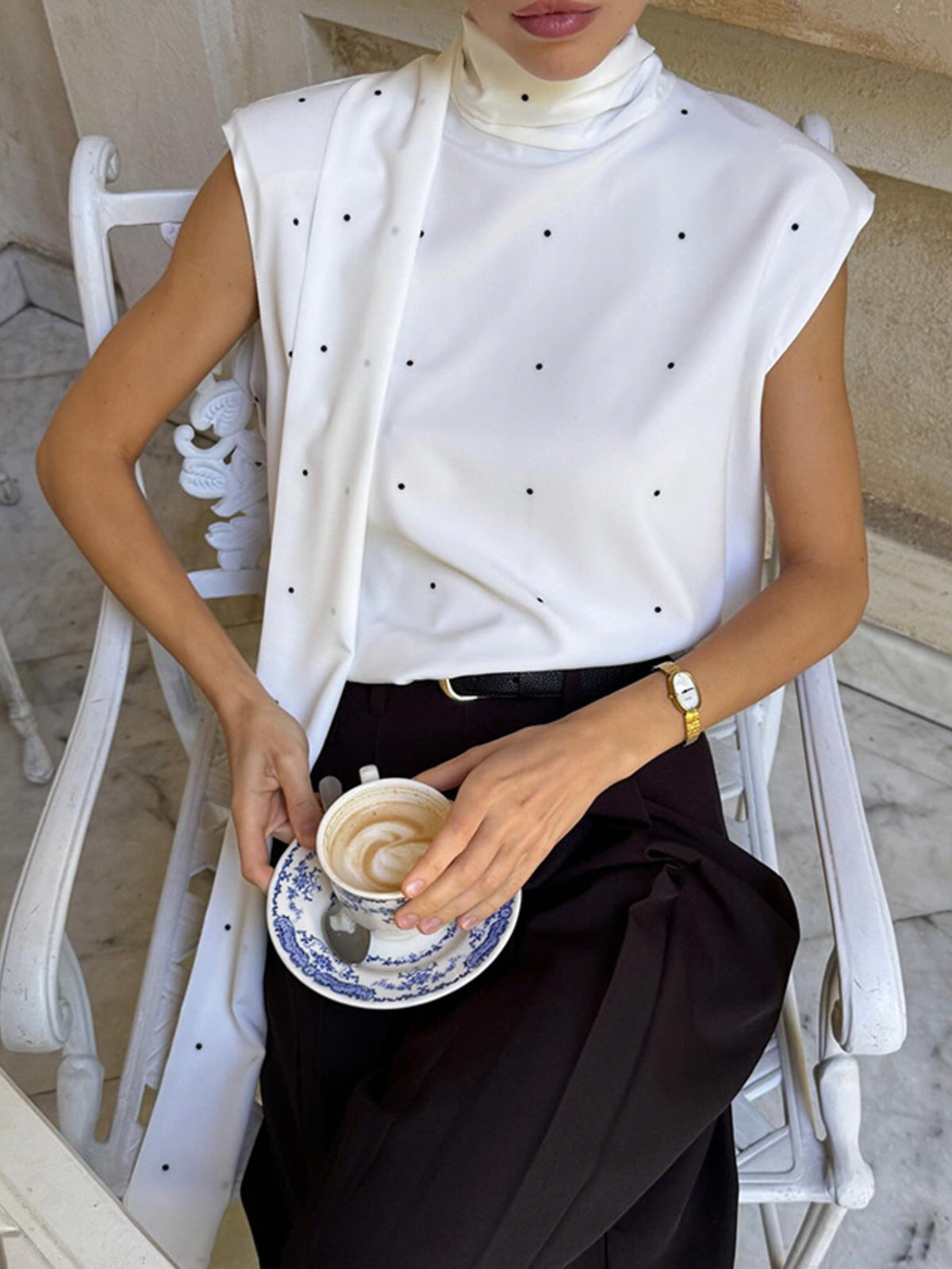 Calla Polka Dot High Neck Top