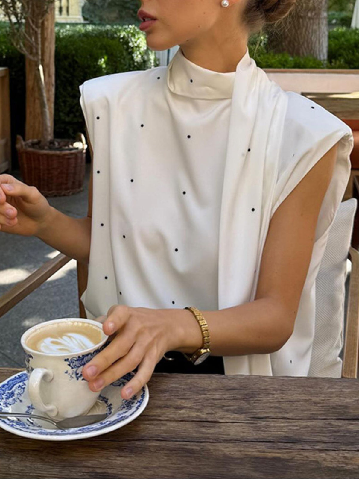 Calla Polka Dot High Neck Top