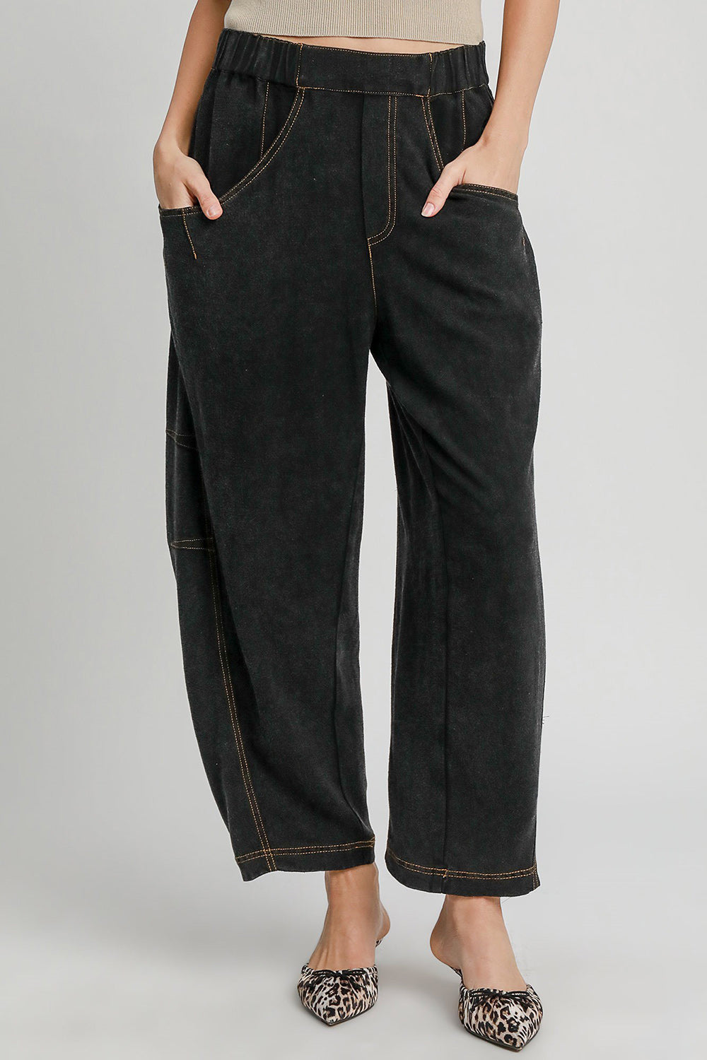 Gemma Elastic Waist Baggy Fit Pants with Pockets