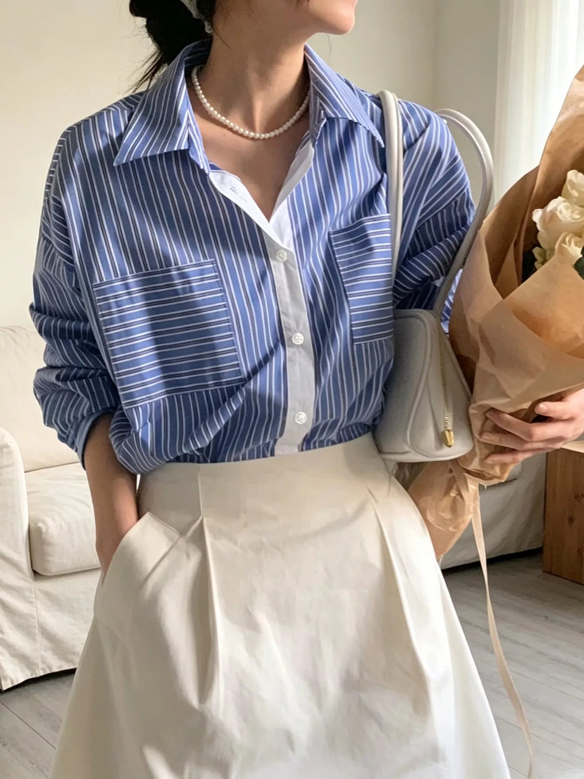 Clementine Striped Button-Down Shirt