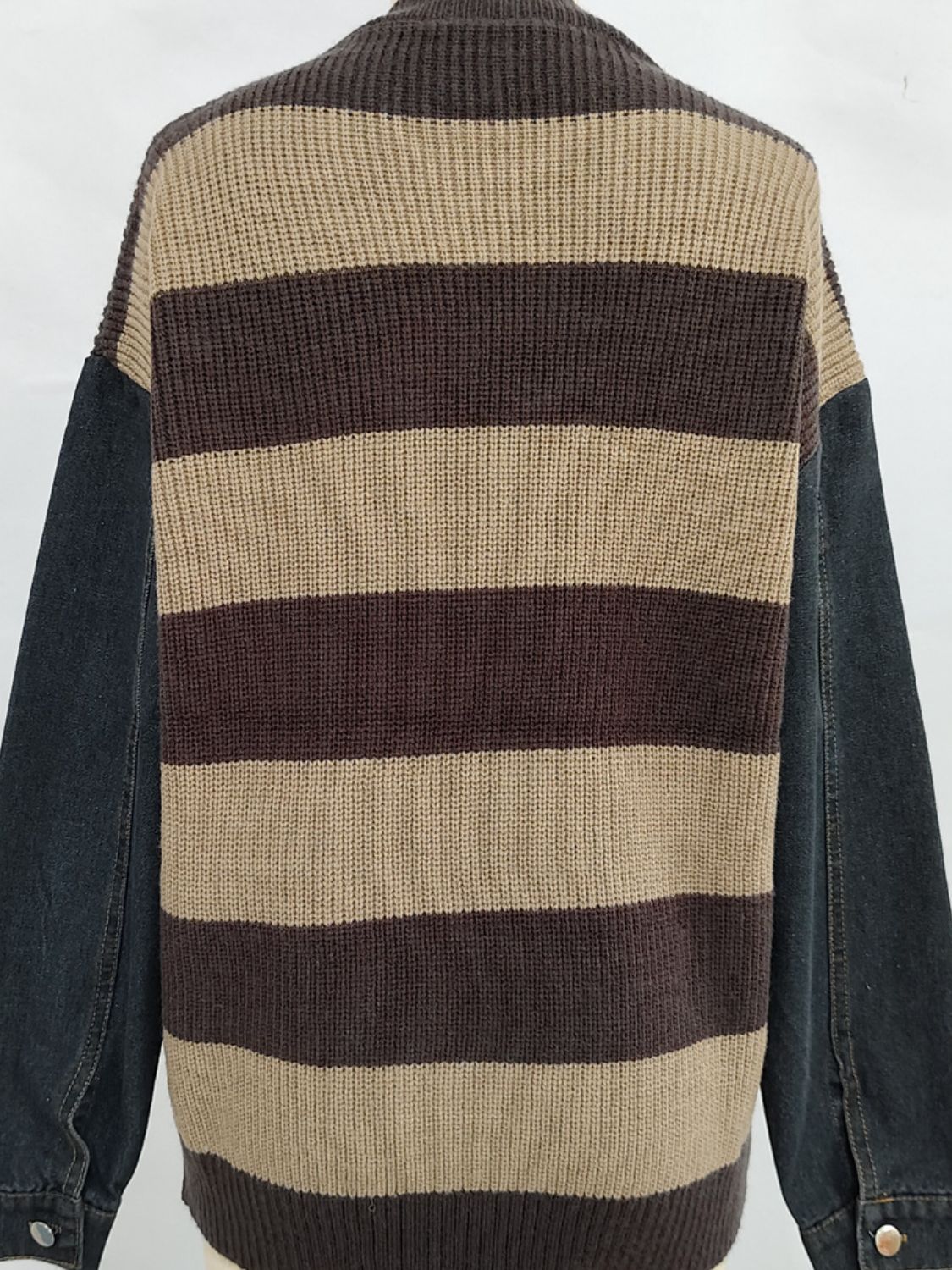 Cara Striped Denim Sleeve Sweater